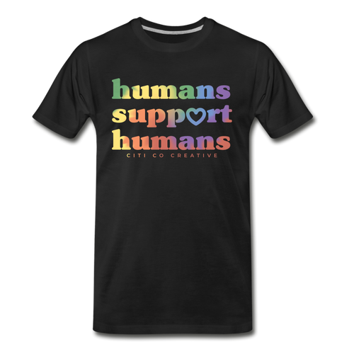 Humans Support Humans Tee - Tie Dye - black