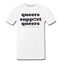 Load image into Gallery viewer, Queers Support Queers Tee | Black Print - white
