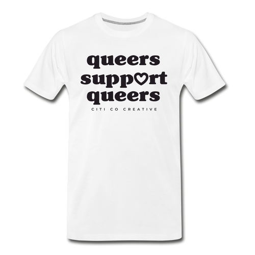 Queers Support Queers Tee | Black Print - white