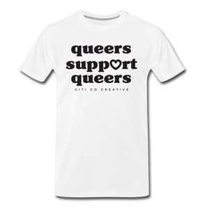 Queers Support Queers Tee | Black Print - white