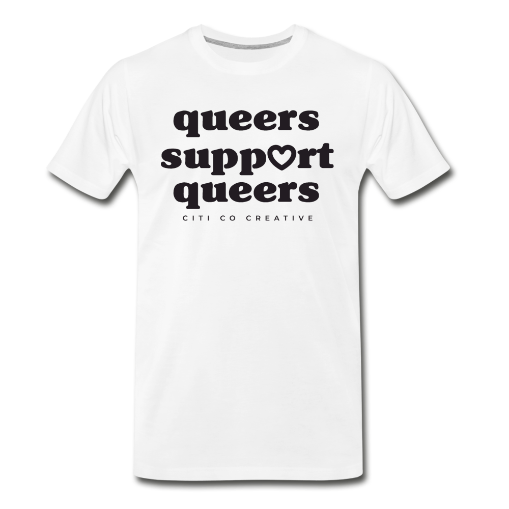 Queers Support Queers Tee | Black Print - white