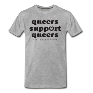 Queers Support Queers Tee | Black Print - heather gray