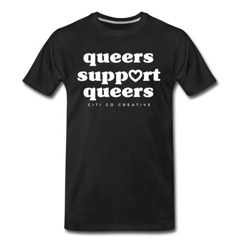 Queers Support Queers Tee | White Print - black