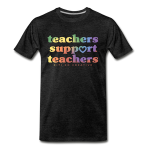 Teachers Support Teachers Tee | Tie Dye Print - charcoal gray