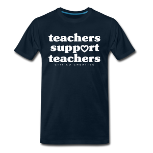 Teachers Support Teachers Tee | White Print - deep navy