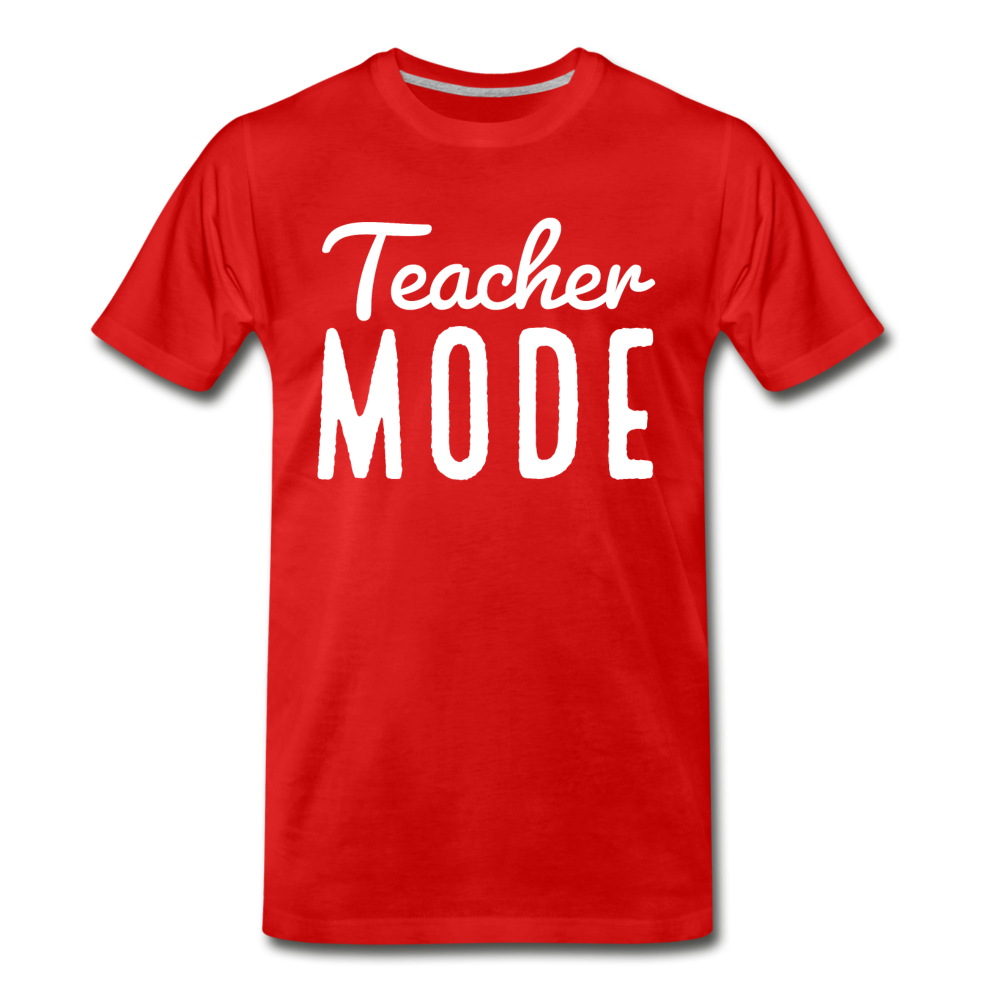 Teacher Mode Tee | White Print - red