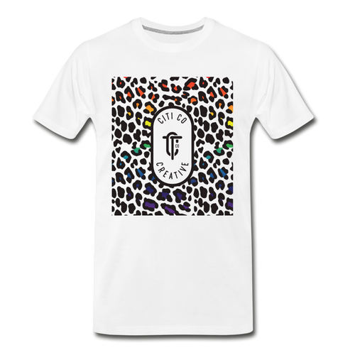 Leopard Citi Co Tee | Rainbow Print - white