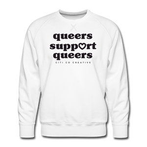 Queers Support Queers Sweatshirt | Black Print - white