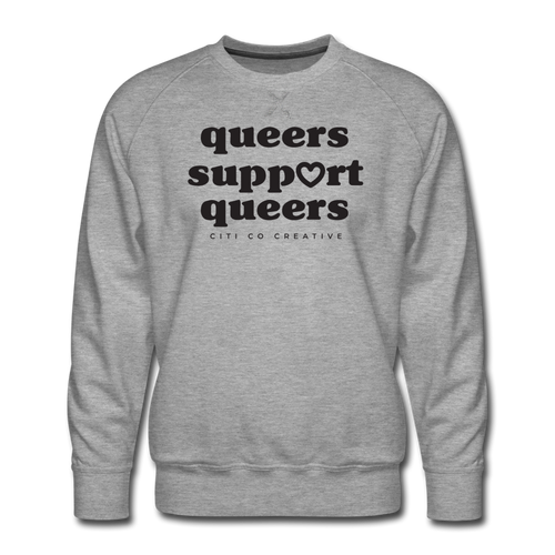 Queers Support Queers Sweatshirt | Black Print - heather gray