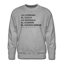 Load image into Gallery viewer, Latinx Folklore Sweatshirt | Black Print - heather gray
