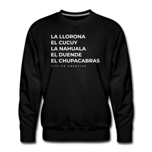 Load image into Gallery viewer, Latinx Folklore Sweatshirt | White Print - black
