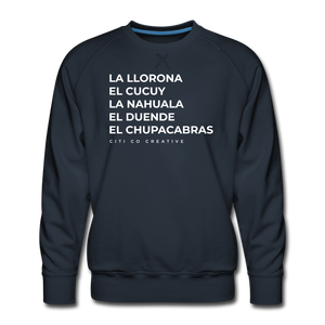 Latinx Folklore Sweatshirt | White Print - navy