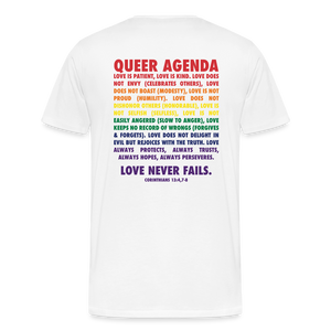 Queer Agenda Tee - Rainbow Print - white