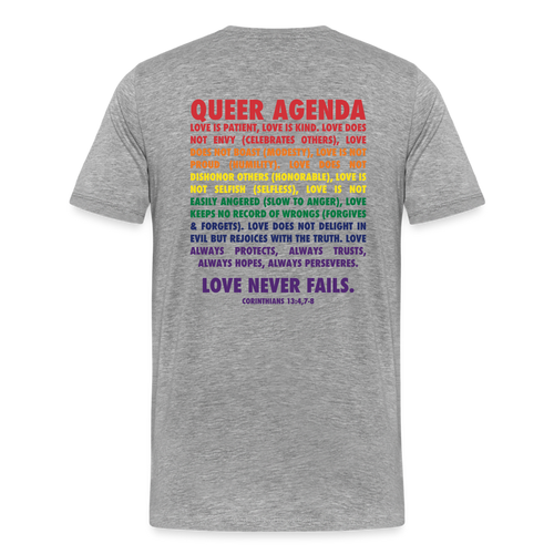 Queer Agenda Tee - Rainbow Print - heather gray