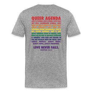 Queer Agenda Tee - Rainbow Print - heather gray