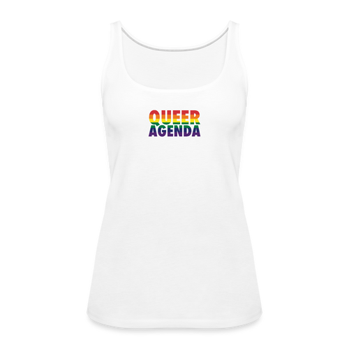 Queer Agenda Fitted Tank - Rainbow Print - white