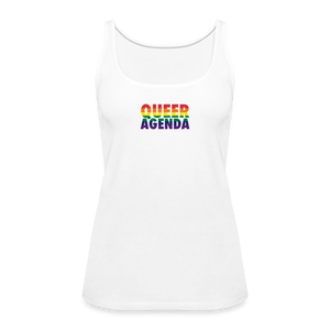 Queer Agenda Fitted Tank - Rainbow Print - white