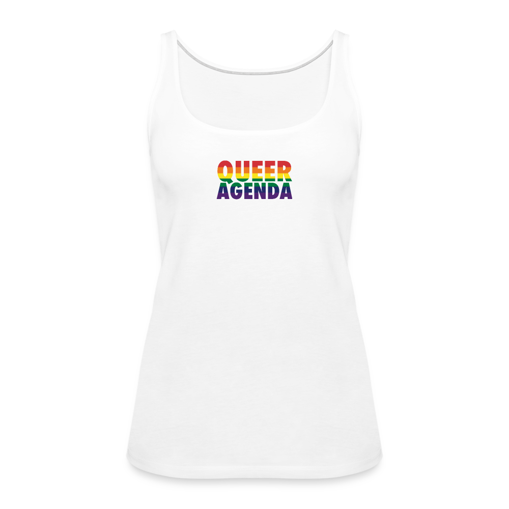 Queer Agenda Fitted Tank - Rainbow Print - white