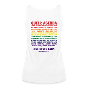 Queer Agenda Fitted Tank - Rainbow Print - white