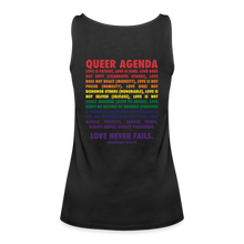 Load image into Gallery viewer, Queer Agenda Fitted Tank - Rainbow Print - black
