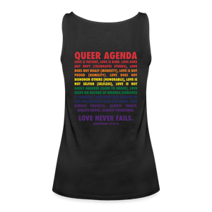 Queer Agenda Fitted Tank - Rainbow Print - black