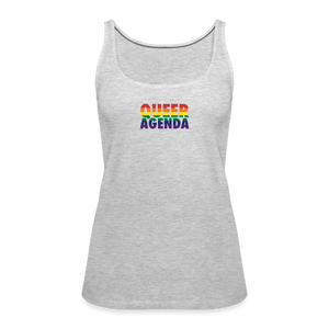 Queer Agenda Fitted Tank - Rainbow Print - heather gray