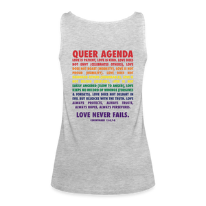 Queer Agenda Fitted Tank - Rainbow Print - heather gray